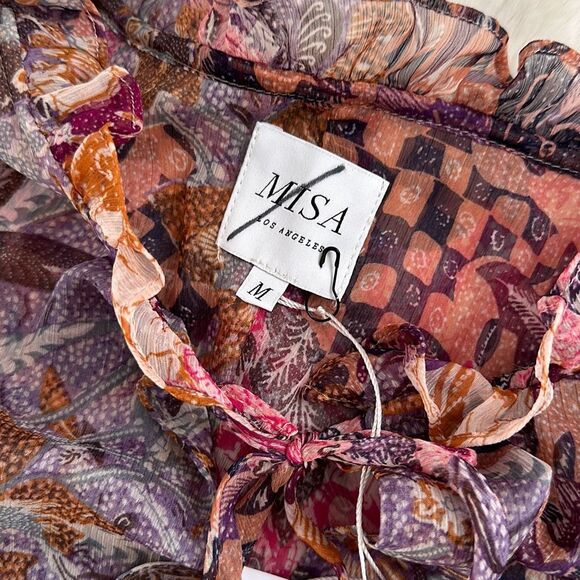 Misa Ilya Split-Neck Tiered Midi Dress Size M - Picture 8 of 8